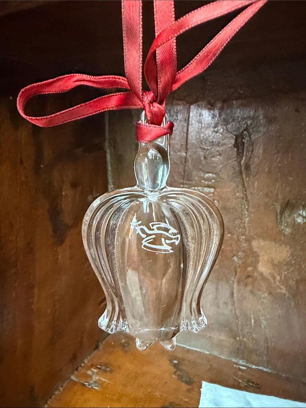 Vintage Swedish Orrefors Crystal Angel/Dove Ornament